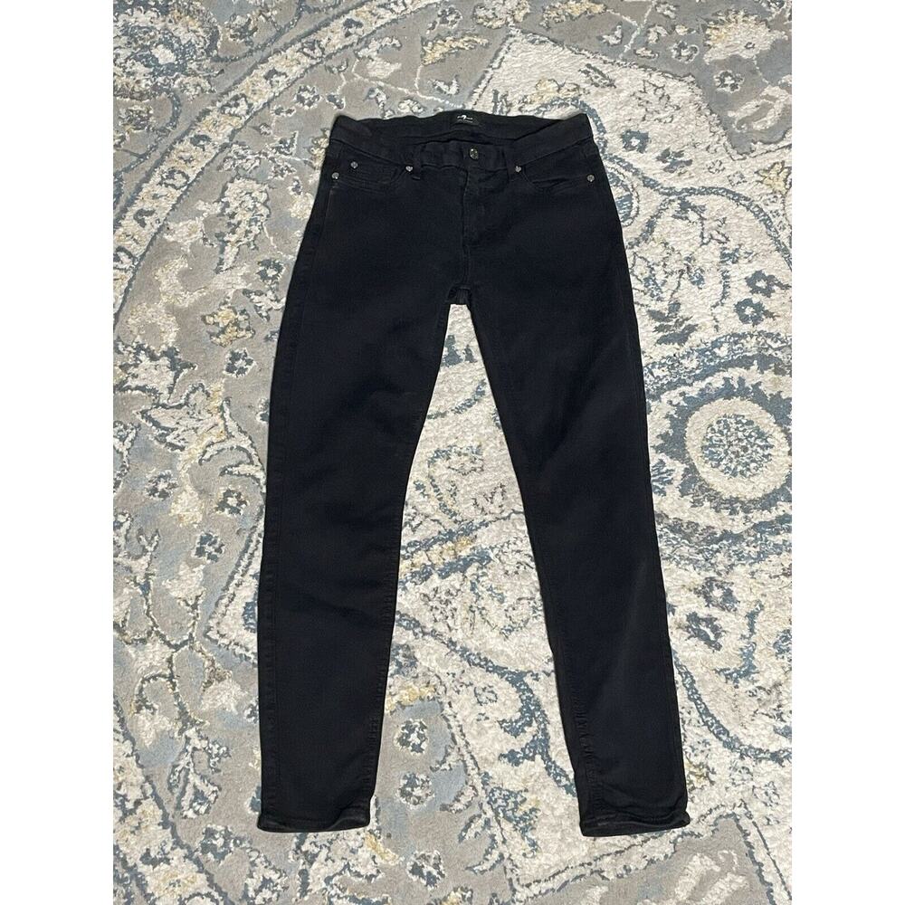 7 for All Mankind THE SKINNY Stretch Slim Skinny Black Jeans Size 28